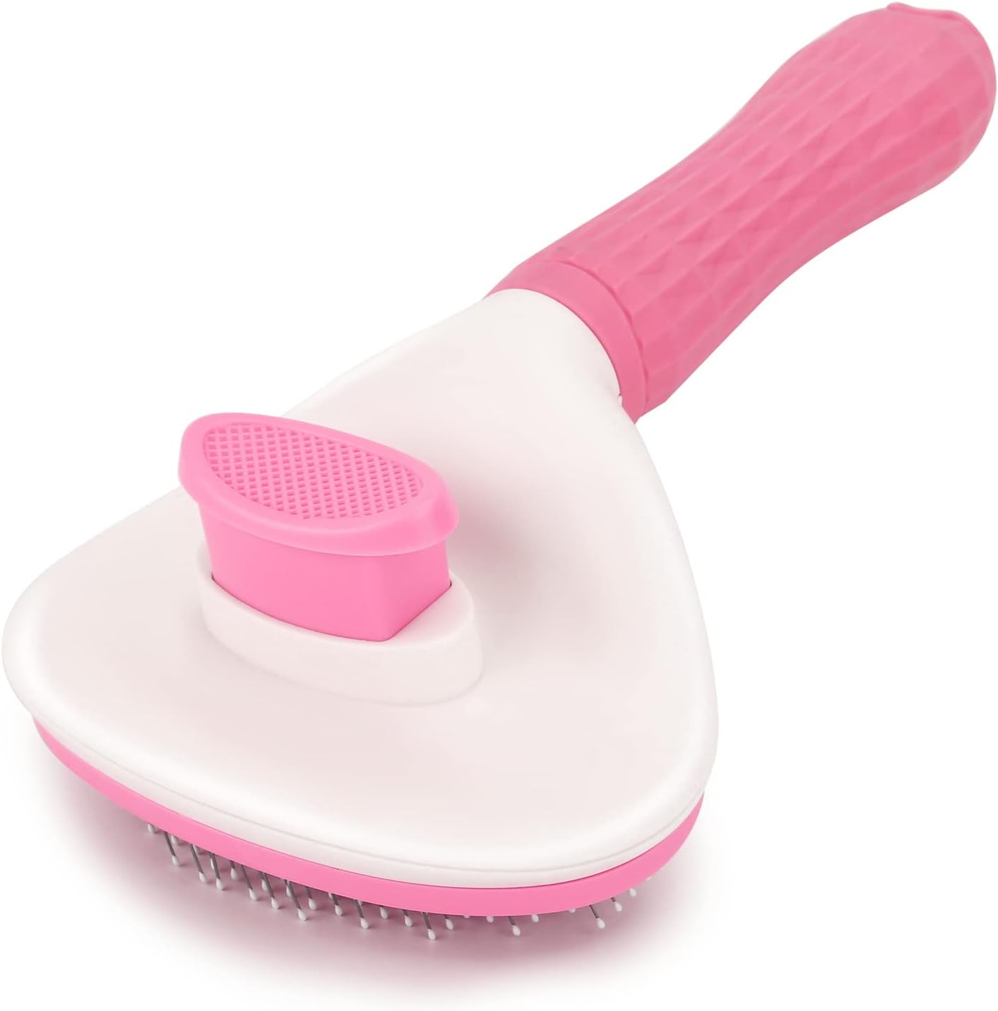 Gentle Pet Grooming Brush for Dogs & Cats Rounded Deshedding Brush with Anti-Slip Handle