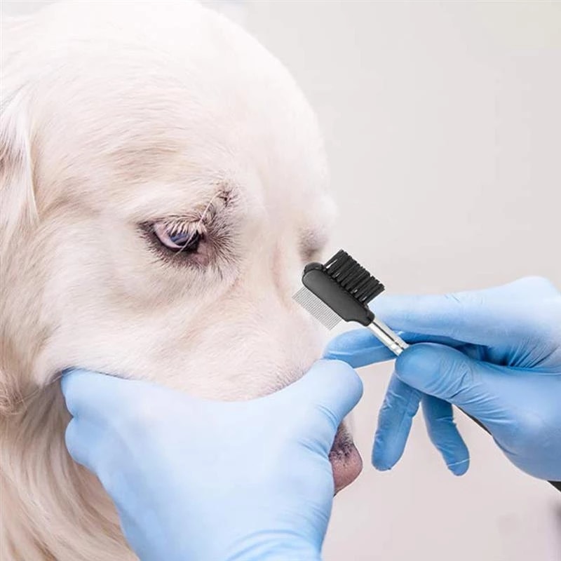 Double-Sided Pet Eye Comb Tear Stain Remover Grooming Brush for Cats & Dogs