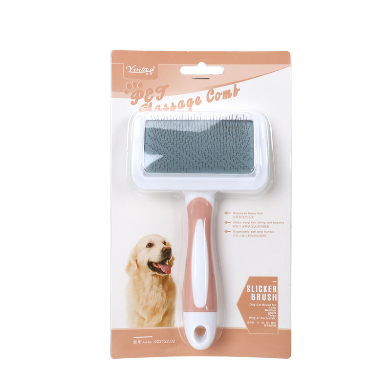 Gentle Pet Grooming Brush for Dogs & Cats Self-Cleaning Slicker Brush Hair Remover