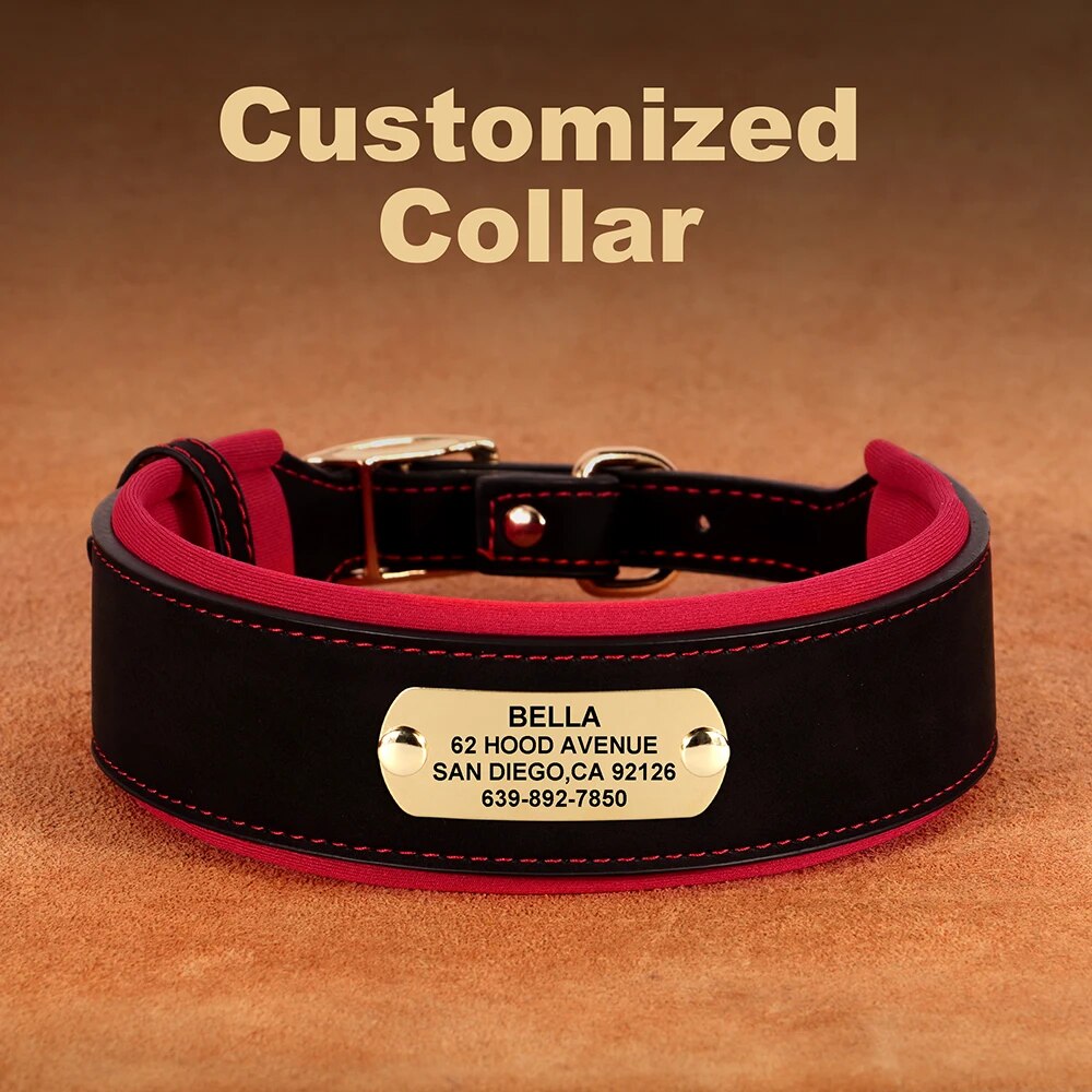 Personalized PU Leather Dog Collar | Soft Tag Collar for Small, Medium, Large Dogs