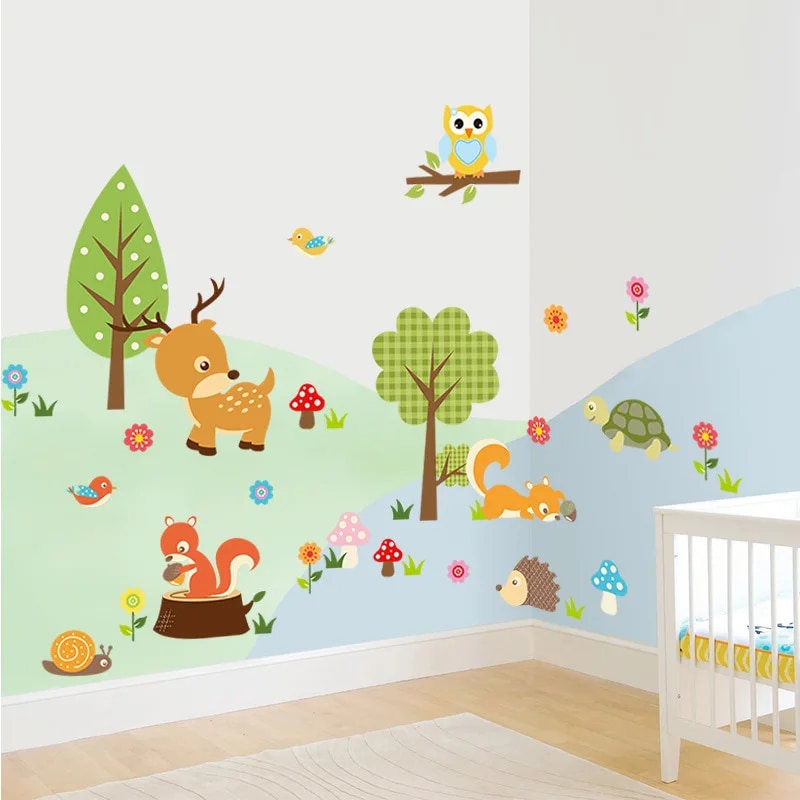 Cartoon Forest Animals Wall Sticker for Kids' Rooms: Nursery | Inspire ...