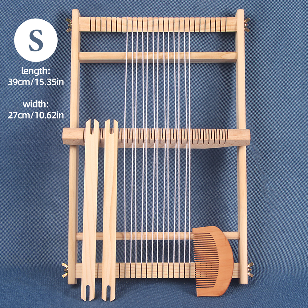 Handmade Weaving Loom Kit, Wooden Frame Loom with Heddle Bar for Tapestry, DIY Crafts, and Beginner Weavers