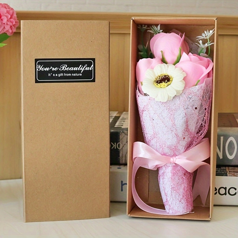 Creative Soap Flower Valentine’s Day Gift Box Set, Wife Gift, Rose Flower Bouquet, Artificial Soap Small Bouquet