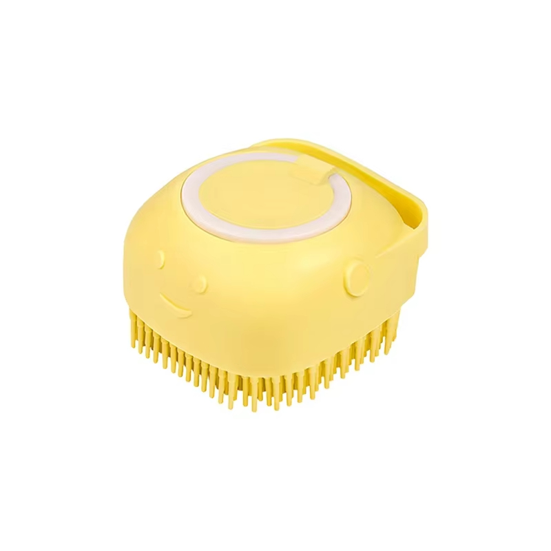Silicone Soft Rubber Pet Grooming Brush with Shampoo Dispenser and Detangling Function for Dogs and Cats