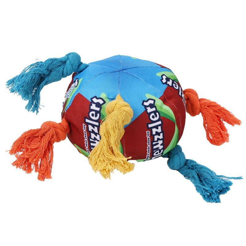 Rainbow Twist Dog Chew Toy with Squeaker and Rope Dental Design