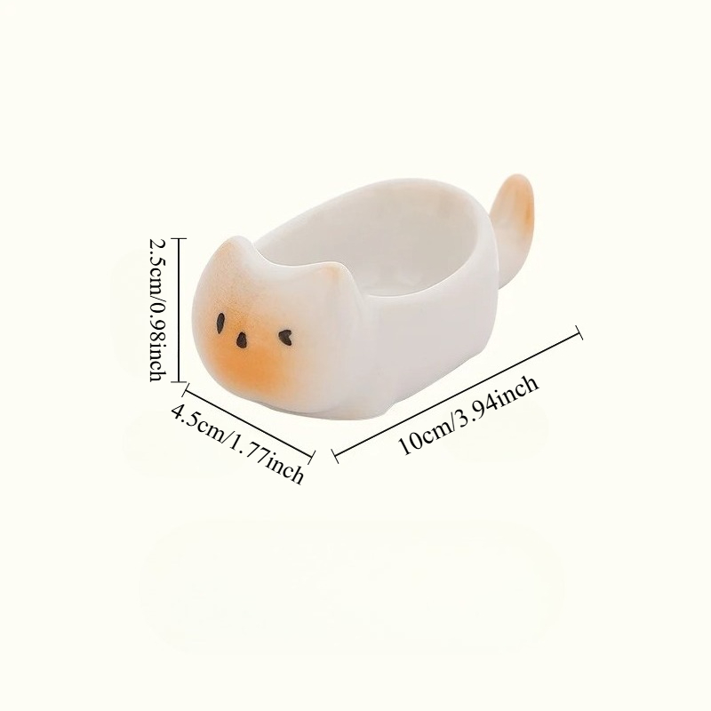 Hand Painted Ceramic Cat Bowl Cute Mini Dipping Plate & Cat Sauce Dish for Tableware