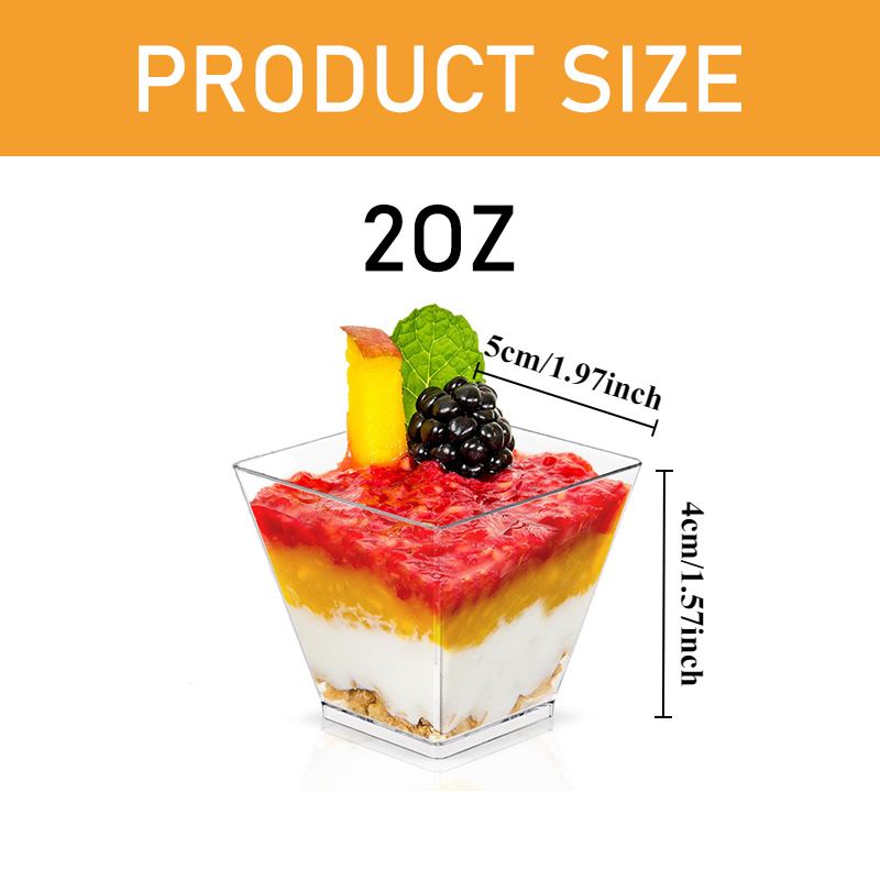 Clear Dessert Cups Disposable Mini Cups for Mousse, Pudding and Ice Cream