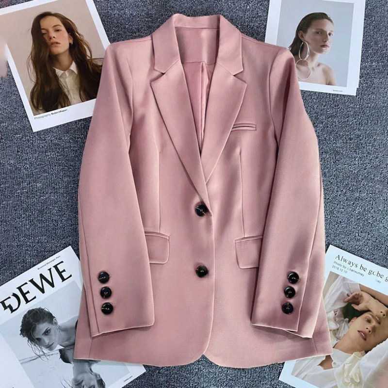 Elegant Office Lady Blazer, Women Single Button Long Sleeve Suit Jacket, 2025 Fashion Blazer Coats, Business Casual - White xxxl | Fusion Finds