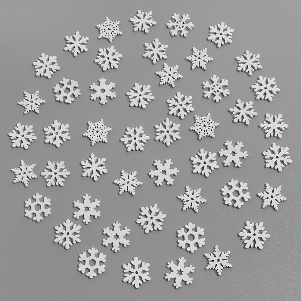 White Wooden Snowflake Christmas Tree Ornaments for Holiday Decor and DIY Gifts