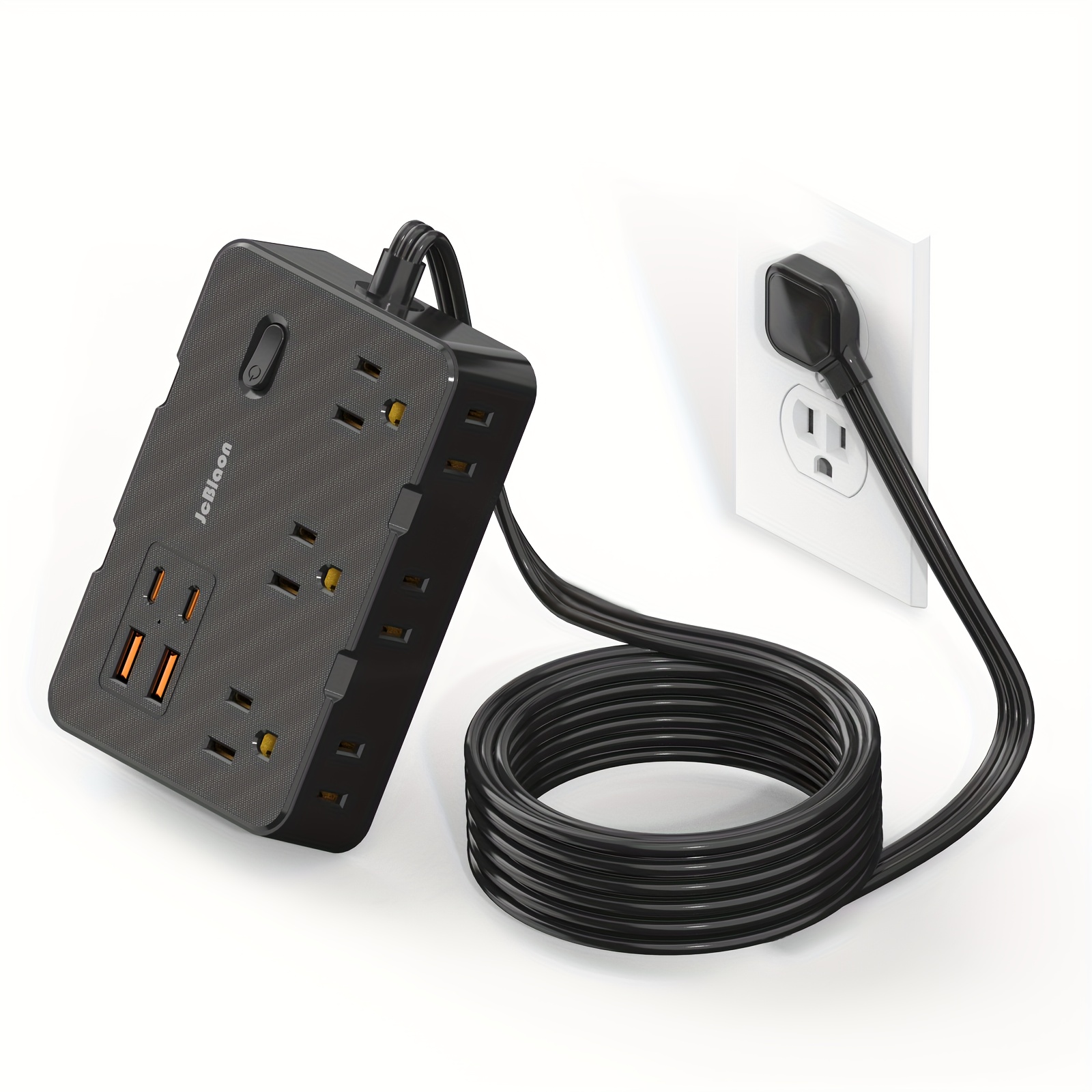 Ultra Thin Flat Plug Surge Protector Power Strip Outlets and USB Charging Ports