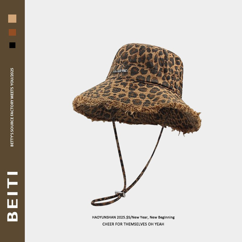 Women's Leopard Print Bucket Hat Chic Fashion Bucket Hat for Everyday & Summer Sun Style