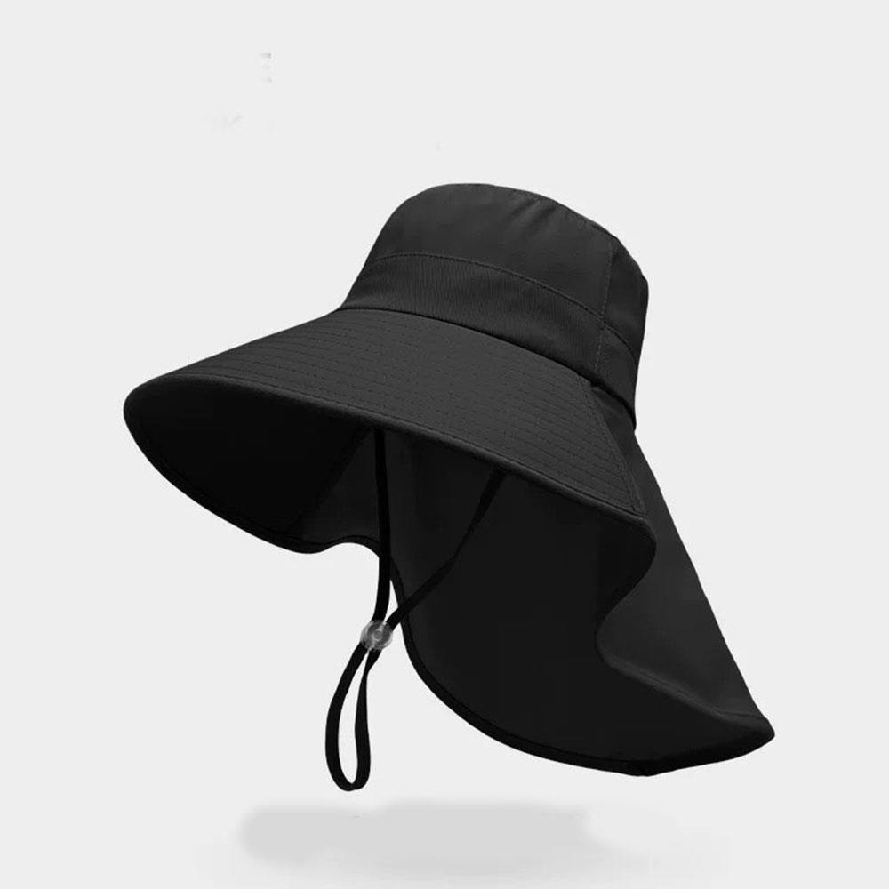 Womens Wide Brim UV Protection Sun Hat with Neck Shawl & Ponytail Visor for Outdoor Summer Sun Protection