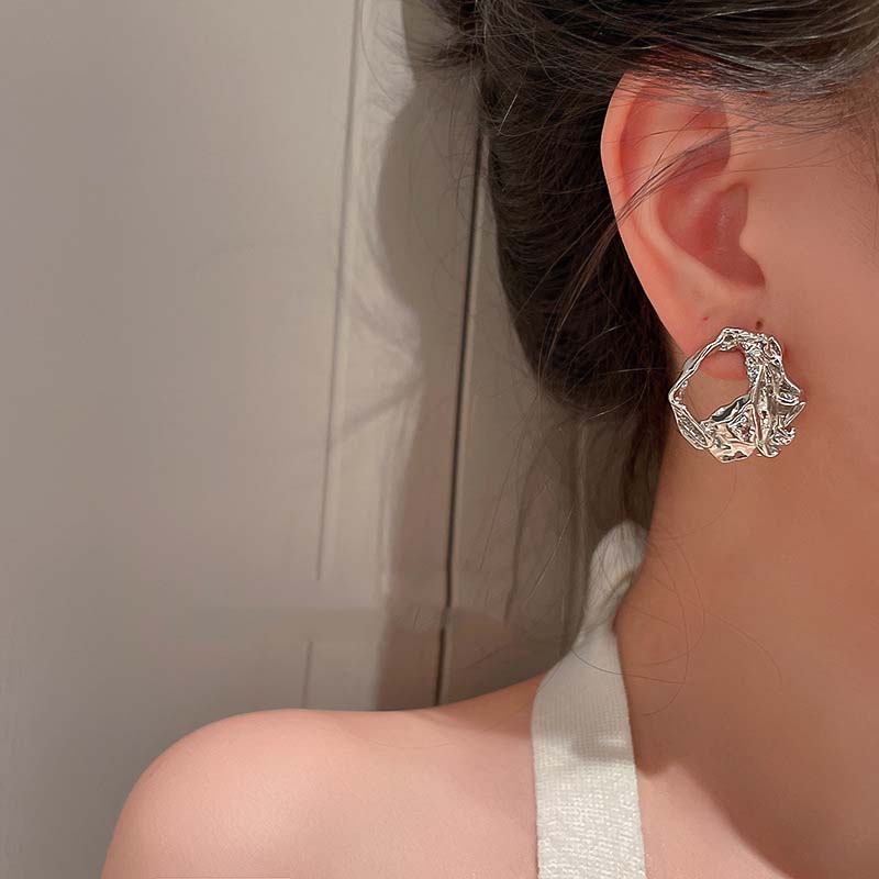 Luna Twist Gold Geometric Stud Earrings for Women Vintage Statement Jewelry