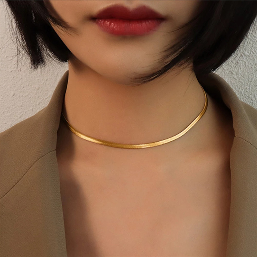 Double Layer Snake Chain Necklace for Women Gold Layered Clavicle Y2K Jewelry