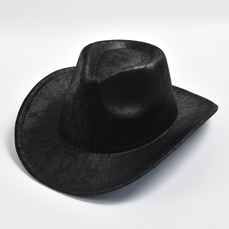 Vintage Faux Leather Cowboy Hat for Men & Women Classic Western Hat for Cowboy & Cowgirl Style