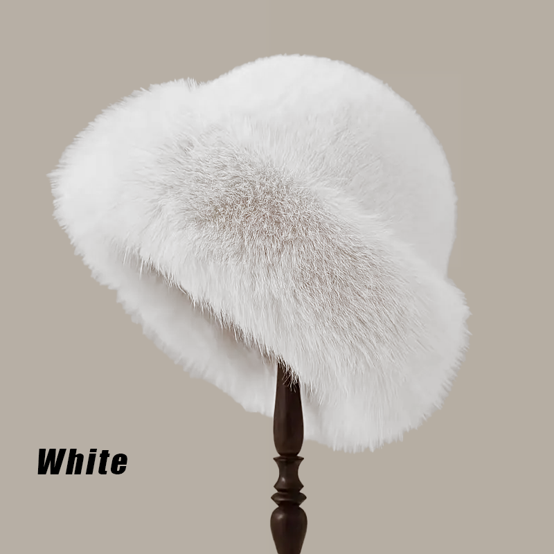 Cozy Faux Fur Bucket Hat for Women Soft Plush Winter Bucket Hat Cold Weather Fisherman Cap