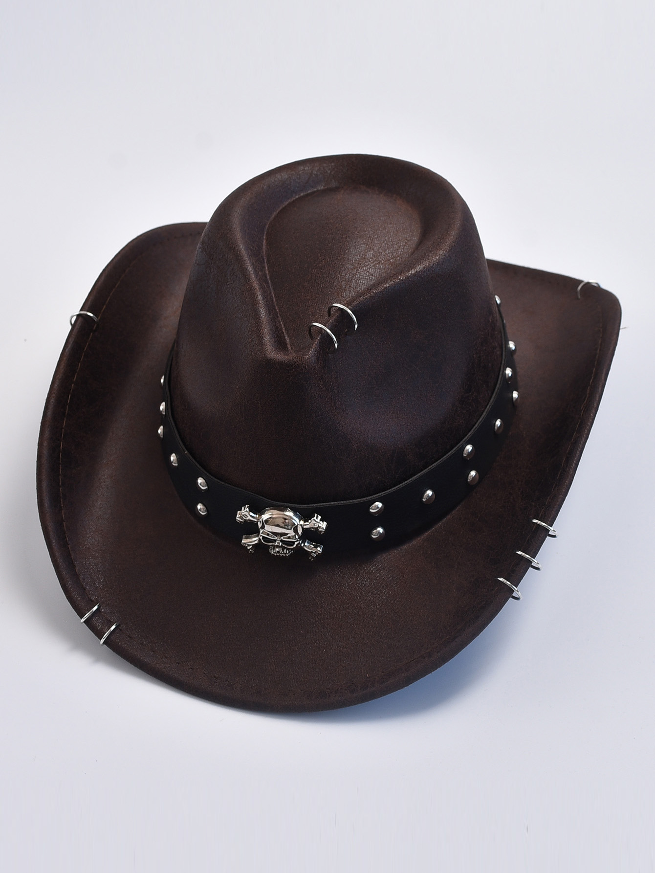 Vintage Faux Leather Western Cowboy Hat for Men & Women Classic Cowgirl Panama Hat