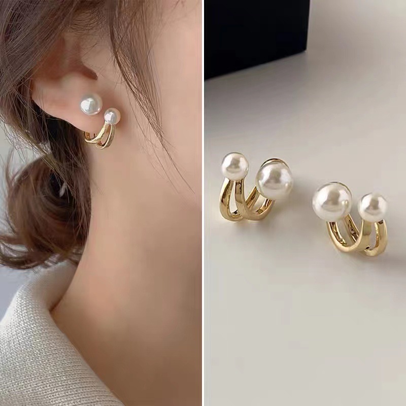 Tulip Stud Earrings with Pearl & Zircon Floral Design for Women