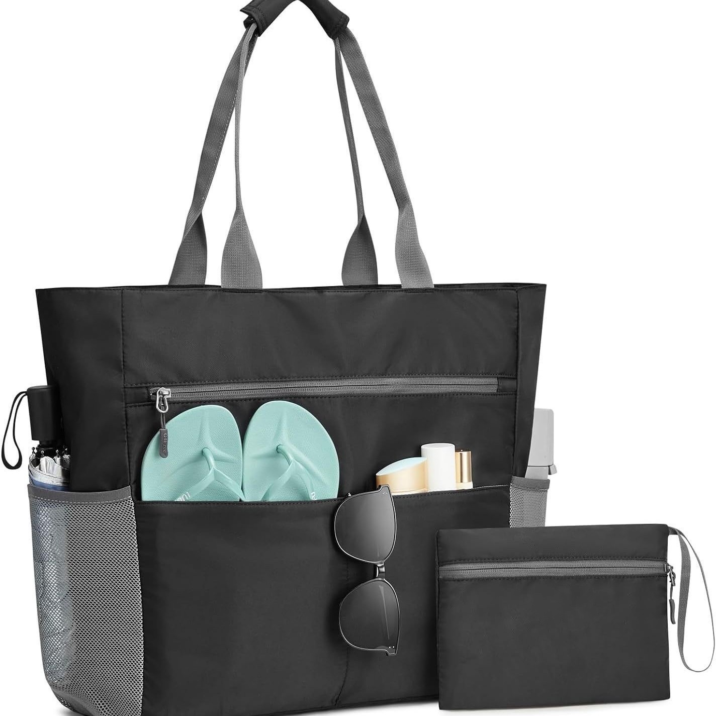Personalized Beach Tote Bag Large Waterproof Beach Bag Foldable Travel Carryall