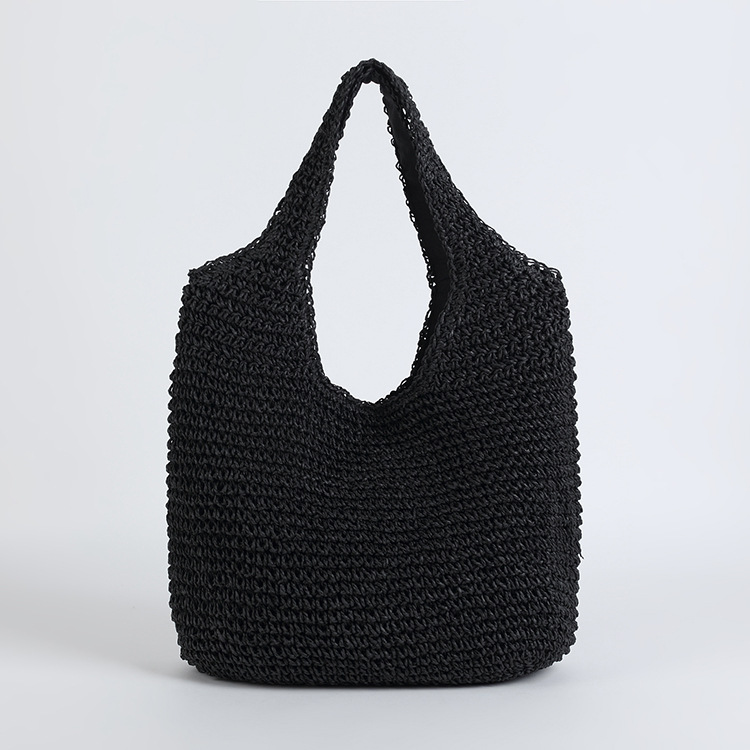 Boho Rattan Shoulder Bag Large Woven Straw Tote for Women Beach & Everyday Carry