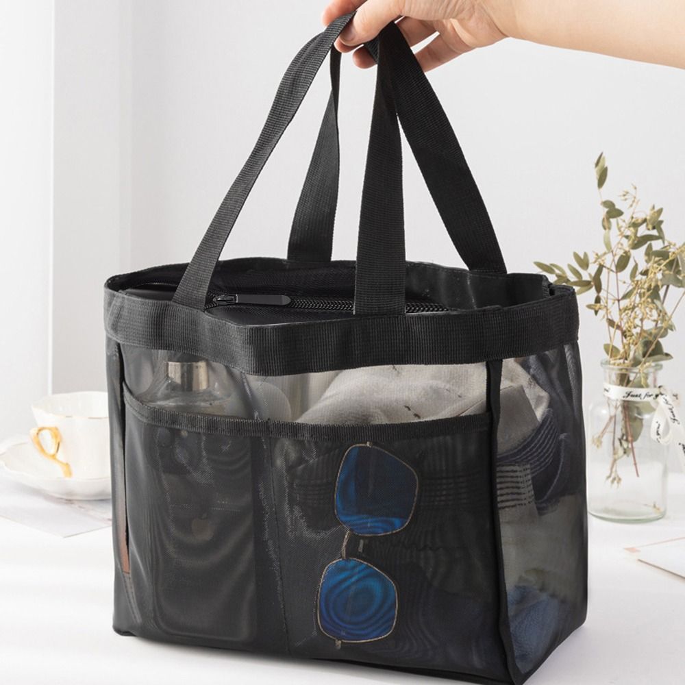 Mesh Beach Bag Large Capacity Transparent Beach Tote Bag for Travel, Pool & Everyday Carry