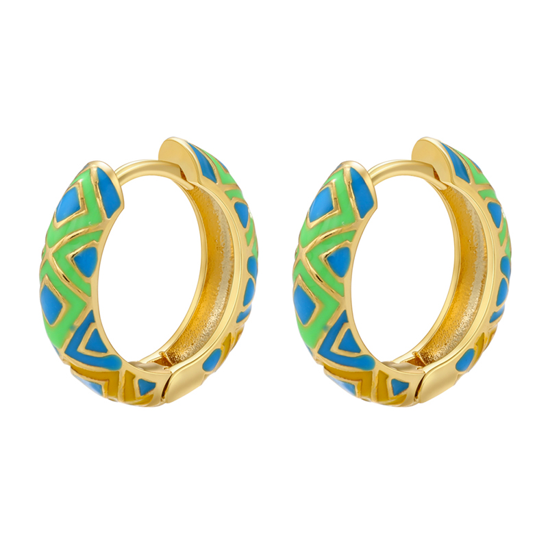 Elegant Geometric Hoop Earrings Gold Plated Enamel Small Hoop Earrings for Women