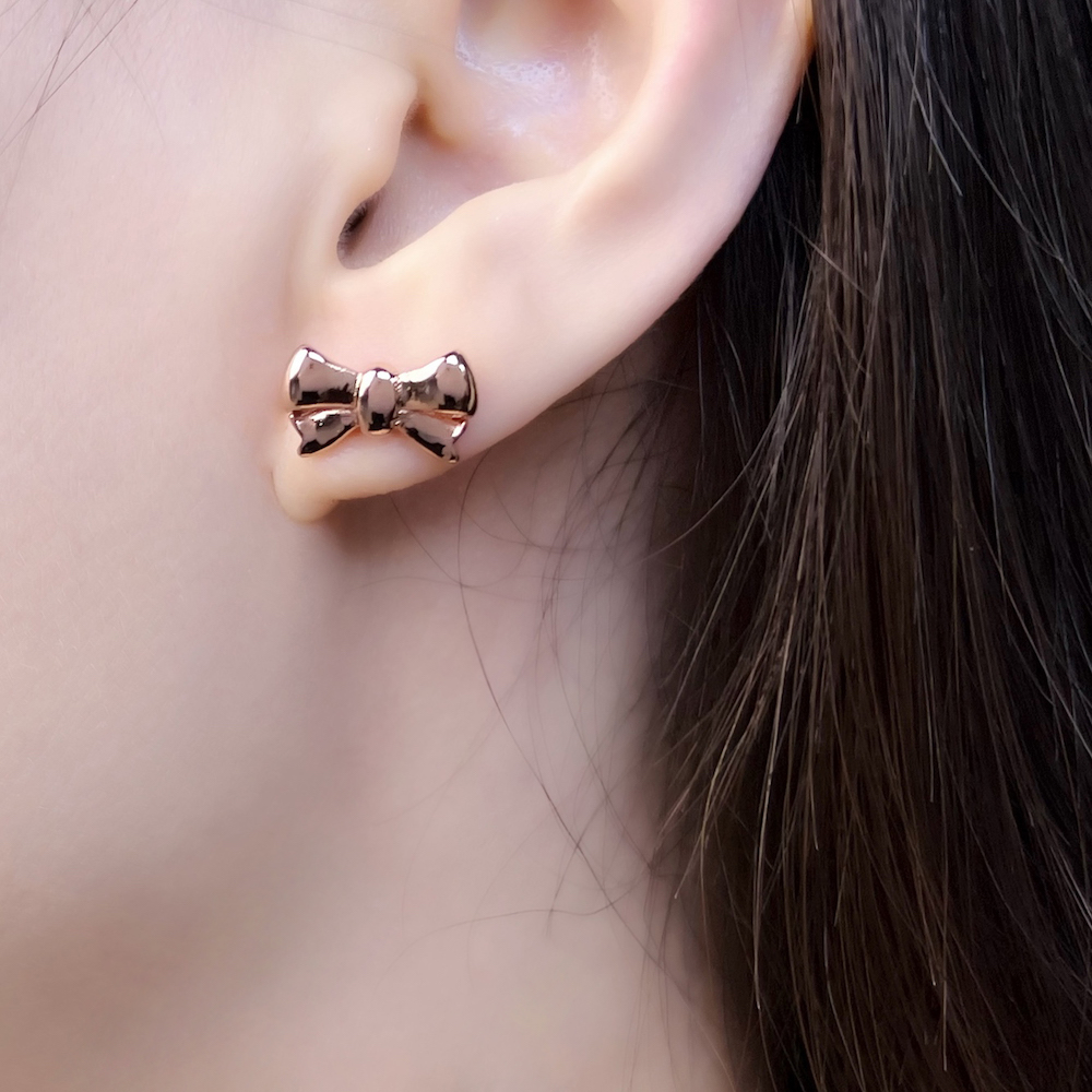 Stud Earrings Bow Style Fine Jewelry For Women Cute Gift In Sterling Silver