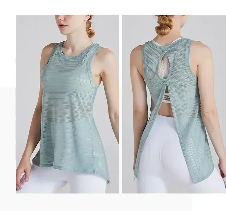 Women's Workout Tank Top Backless Breathable Yoga & Fitness Sleeveless Gym Tank