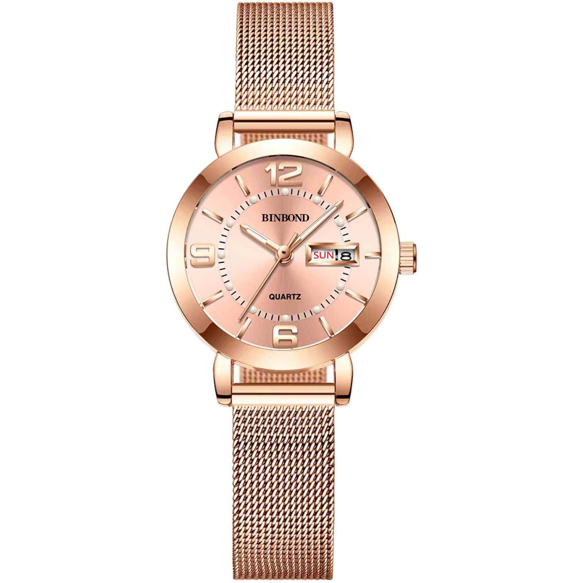 Women's Quartz Watch Luxury Stainless Steel Watch with Luminous Date Display