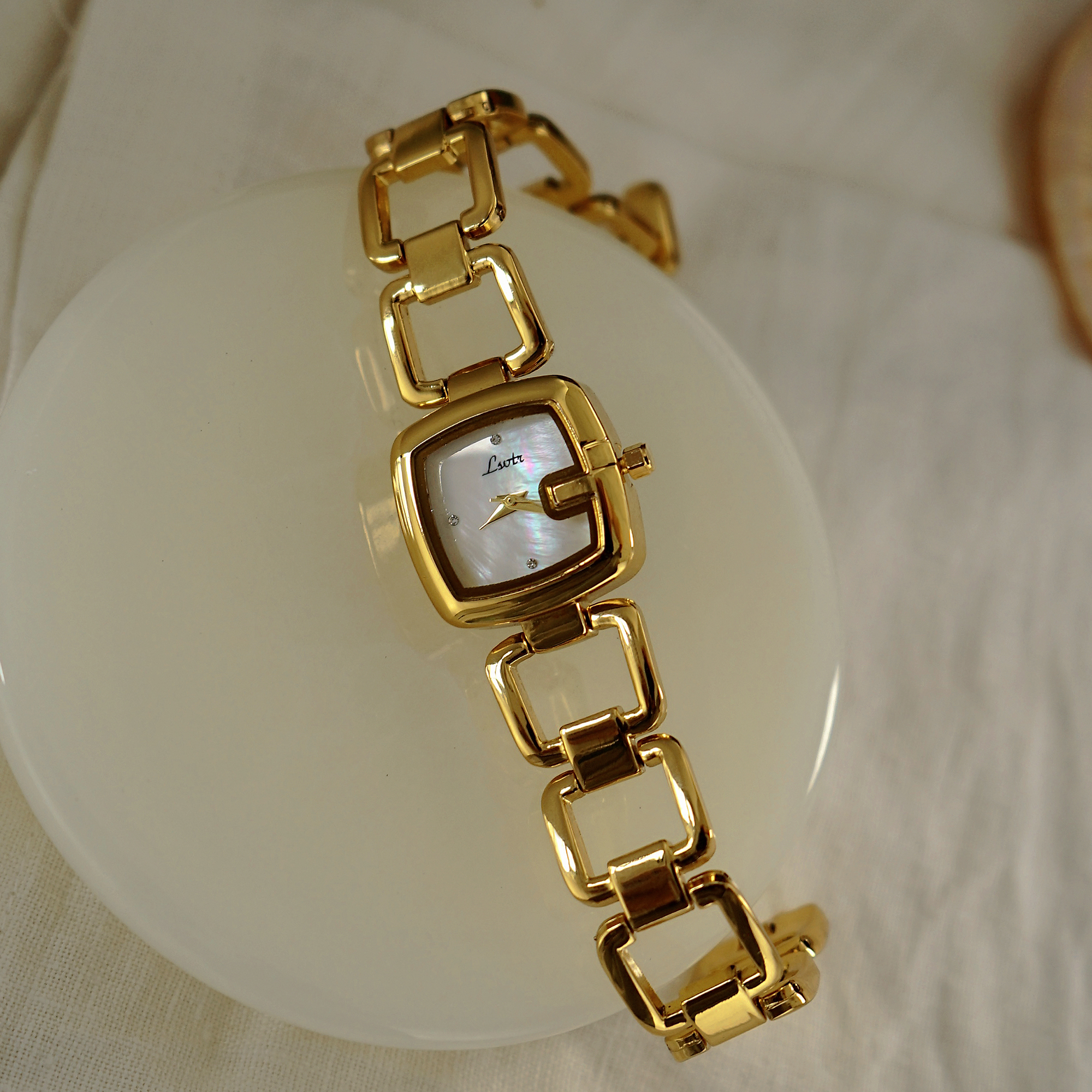 Women's Luxury Quartz Watch with Mother of Pearl Dial & Stainless Steel Bracelet