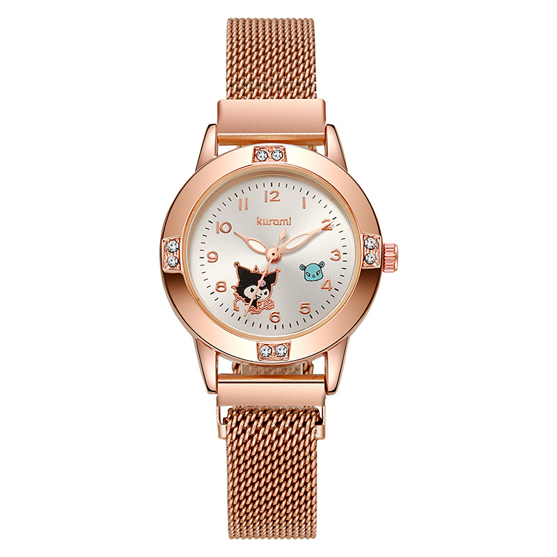 Kitty Crystal Bow Magnetic Watch for Women Cute Kawaii Quartz Bracelet Watch