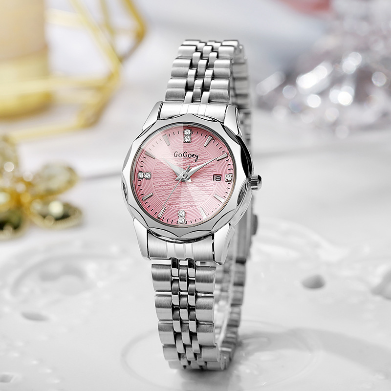 Elegant Women's Luxury Watch with Stainless Steel Band Quartz Ladies Wristwatch