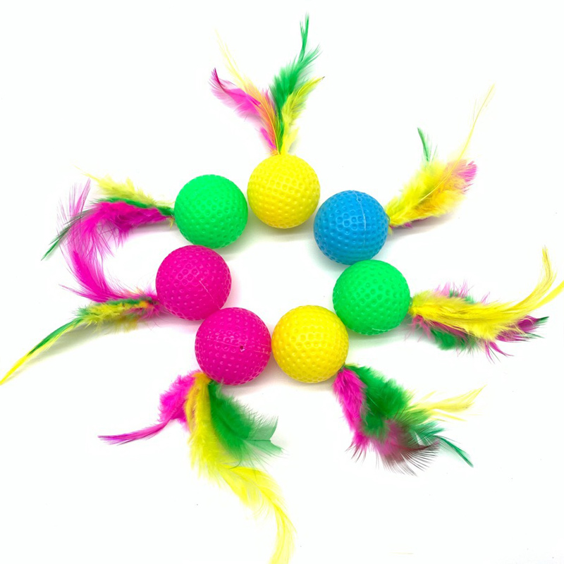 Interactive Cat Toys Feather Golf Balls for Indoor Cats & Kittens