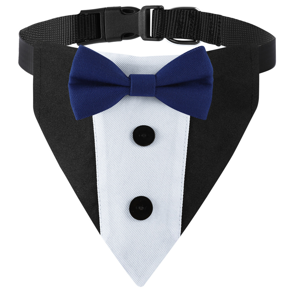 Dog Tuxedo Collar with Bow Tie & Bandana Adjustable Pet Wedding Collar for Dogs & Cats