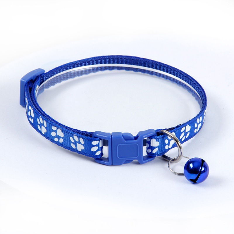 Adjustable Cat Collar with Bell Cute Paw Print Soft Small Dog Collar for Puppies & Kittens