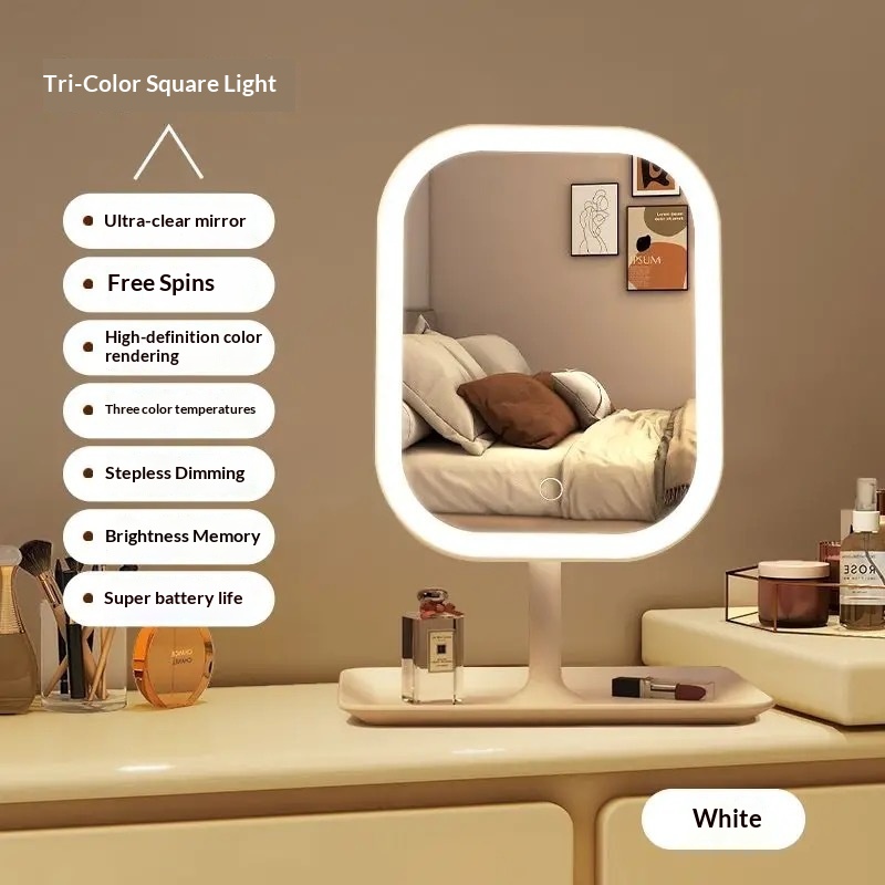 LED Vanity Mirror with 3 Color Lights Touch Screen Lighted Makeup Mirror for Bedroom & Vanity Desk