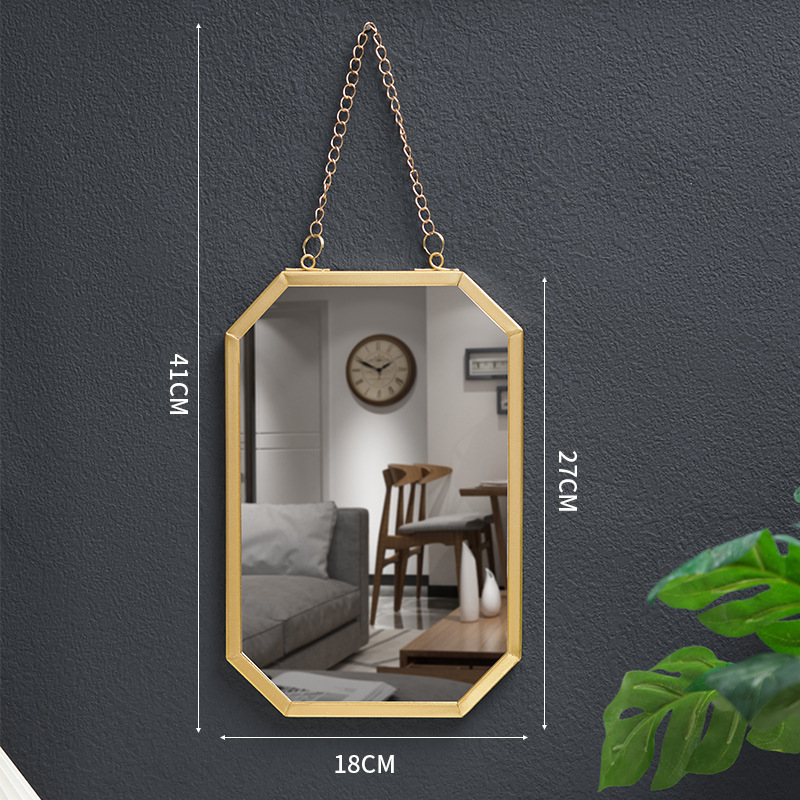 Nordic Wall Mounted Vanity Mirror Square Metal Frame Bathroom Makeup Mirror