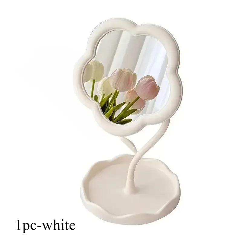 Flower Vanity Mirror for Desk Cute Desktop Makeup Mirror with HD Reflection for Bedroom Vanity Decor