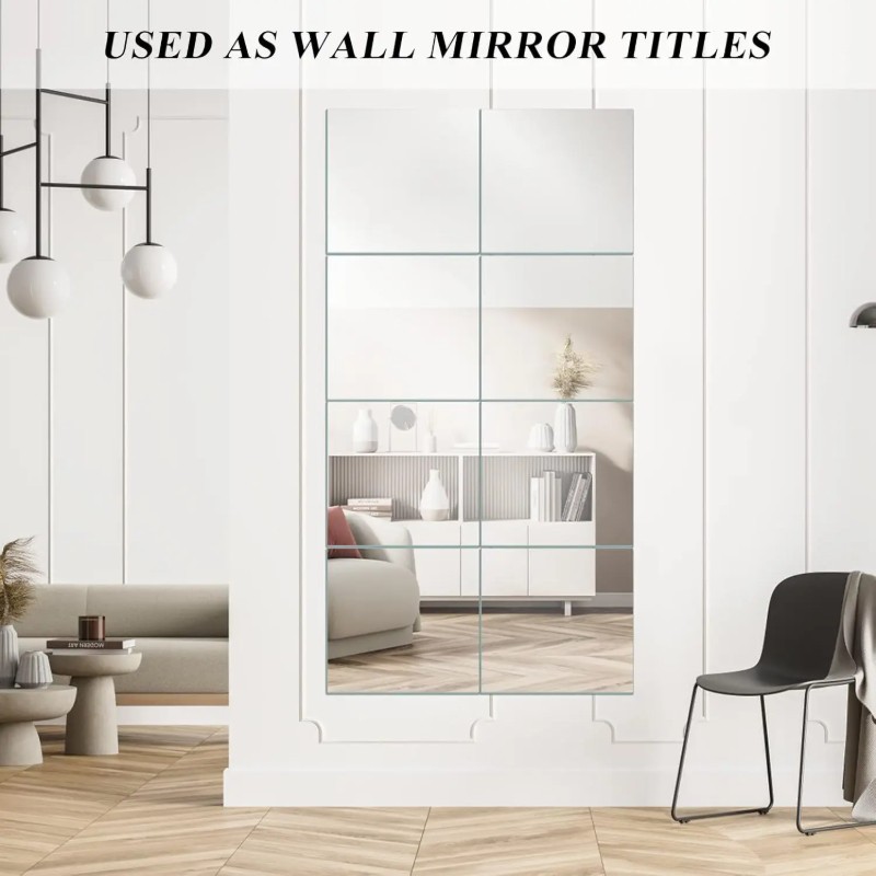 Self Adhesive Acrylic Mirror Wall Stickers Square Decorative Mirror Tiles
