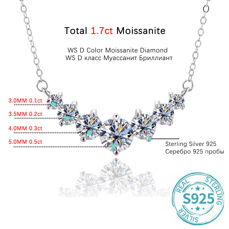 Moissanite Necklace in Sterling Silver with Emerald Cut Pendant for Women