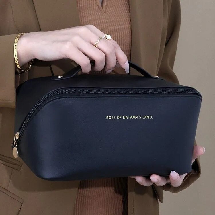 Luxury Travel Makeup Bag for Women Large Capacity PU Leather Cosmetic Organizer