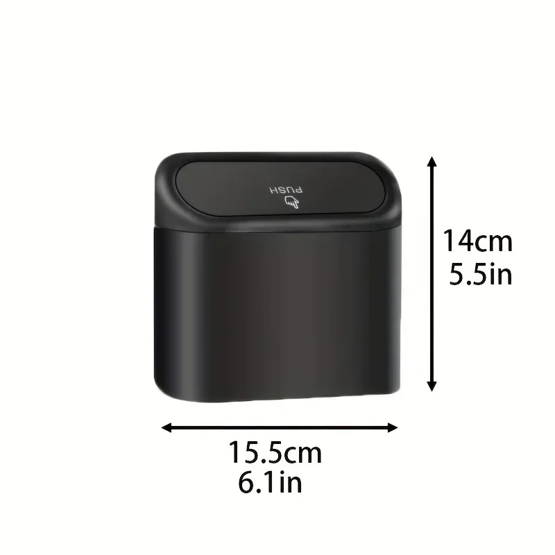 Compact Car Trash Can with Press Lid Hanging Car Garbage Bin for Doors and Seat Backs