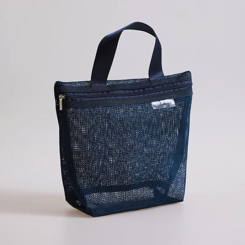 Portable Mesh Toiletry Bag Hanging Travel Makeup Organizer and Shower Storage Pouch