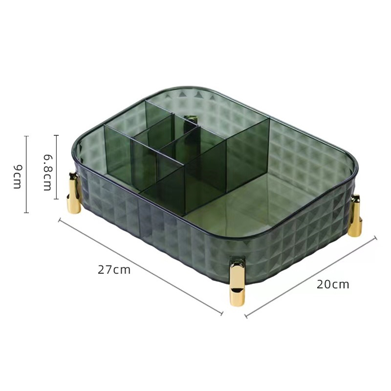 Clear Makeup Organizer Box with Divided Compartments for Vanity and Desk