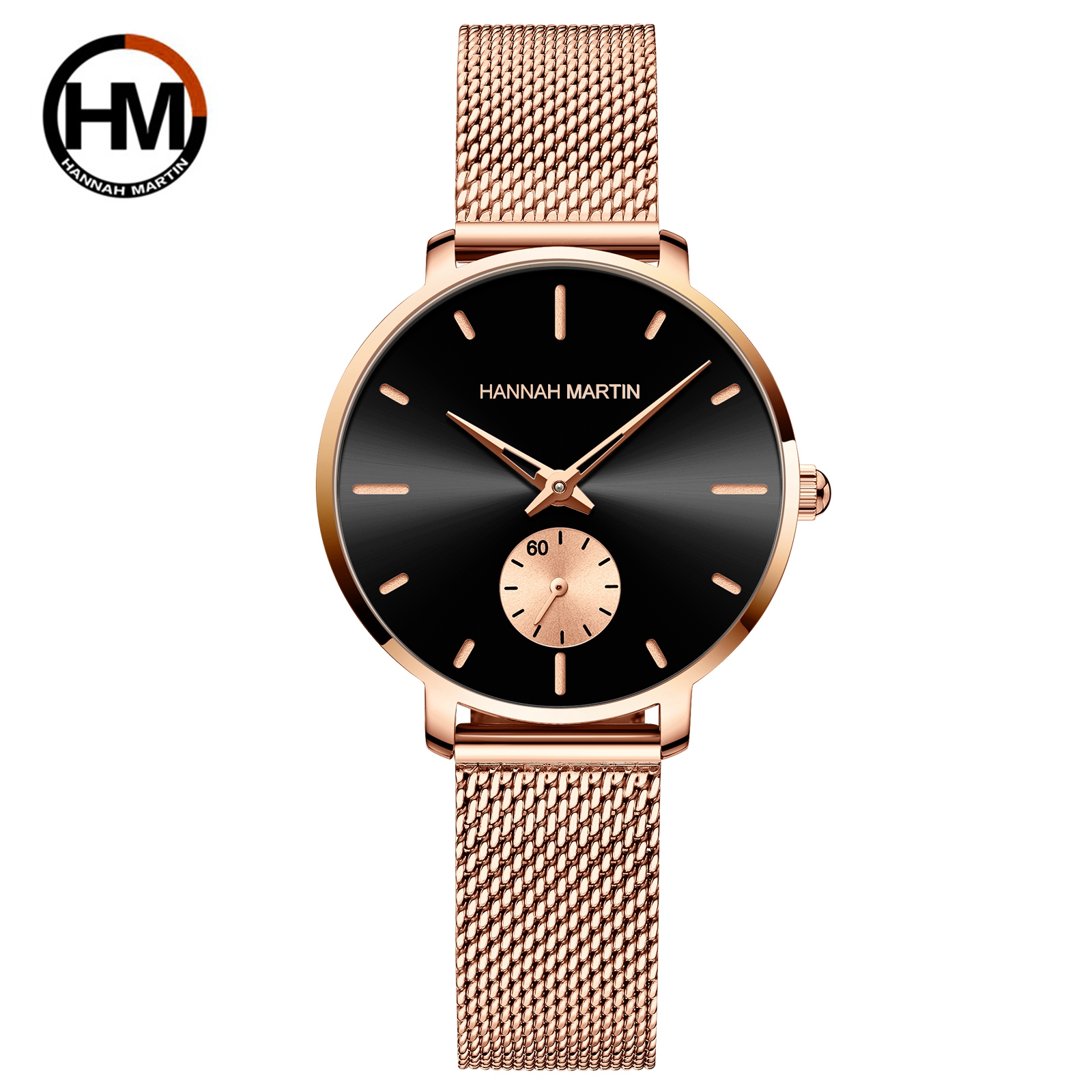 Rose Gold Womens Quartz Watch with Stainless Steel Mesh Strap