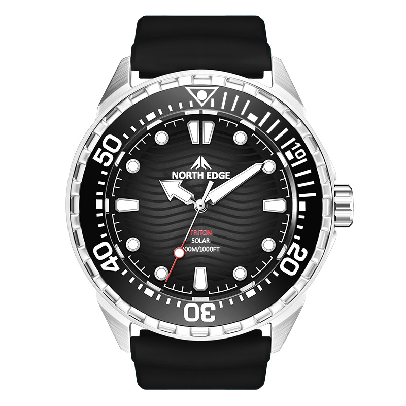 Solar Powered Dive Watch for Men 300M Waterproof Stainless Steel Adventure Watch