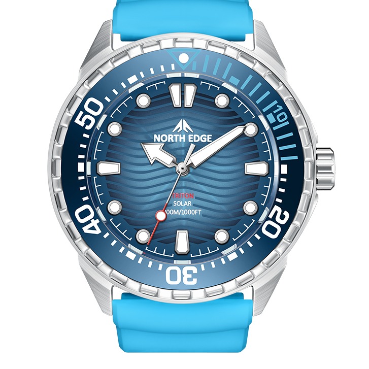 Solar Powered Dive Watch for Men 300M Waterproof Stainless Steel Diving Watch