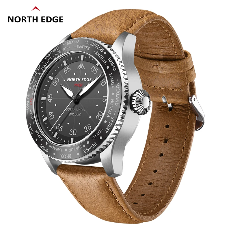Men's Solar Powered Pilot Watch 50M Waterproof Luminous Sports Wristwatch