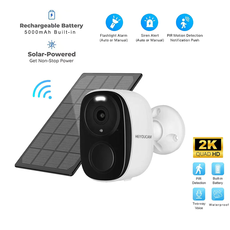 2K 3MP Wireless Outdoor Security Camera with Color Night Vision and Siren