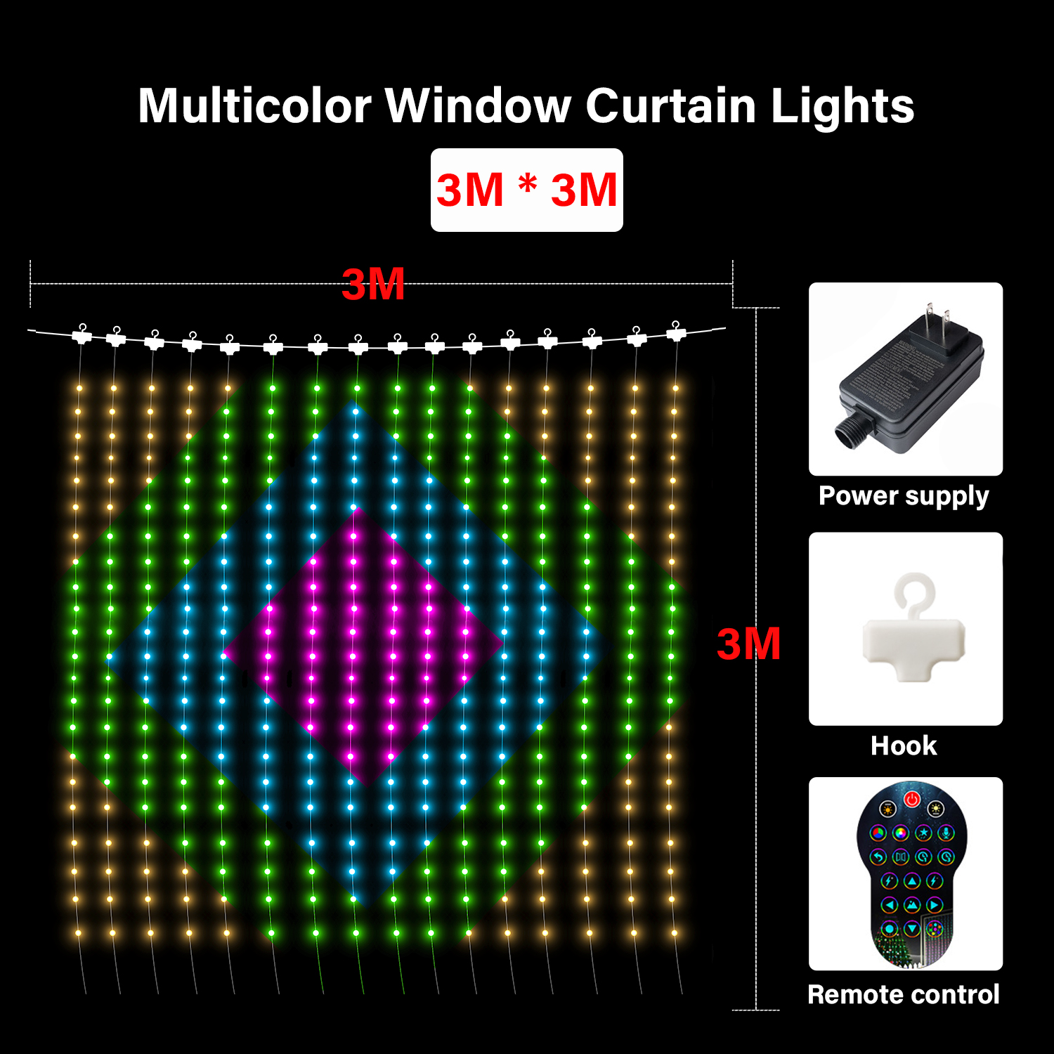 Smart RGB LED Curtain Lights with App Control, Music Sync and DIY Display